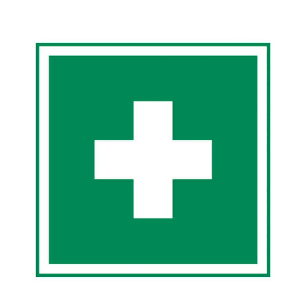 Rettungszeichen Erste Hilfe, 200×200 mm: weißes Kreuz auf grünem Feld