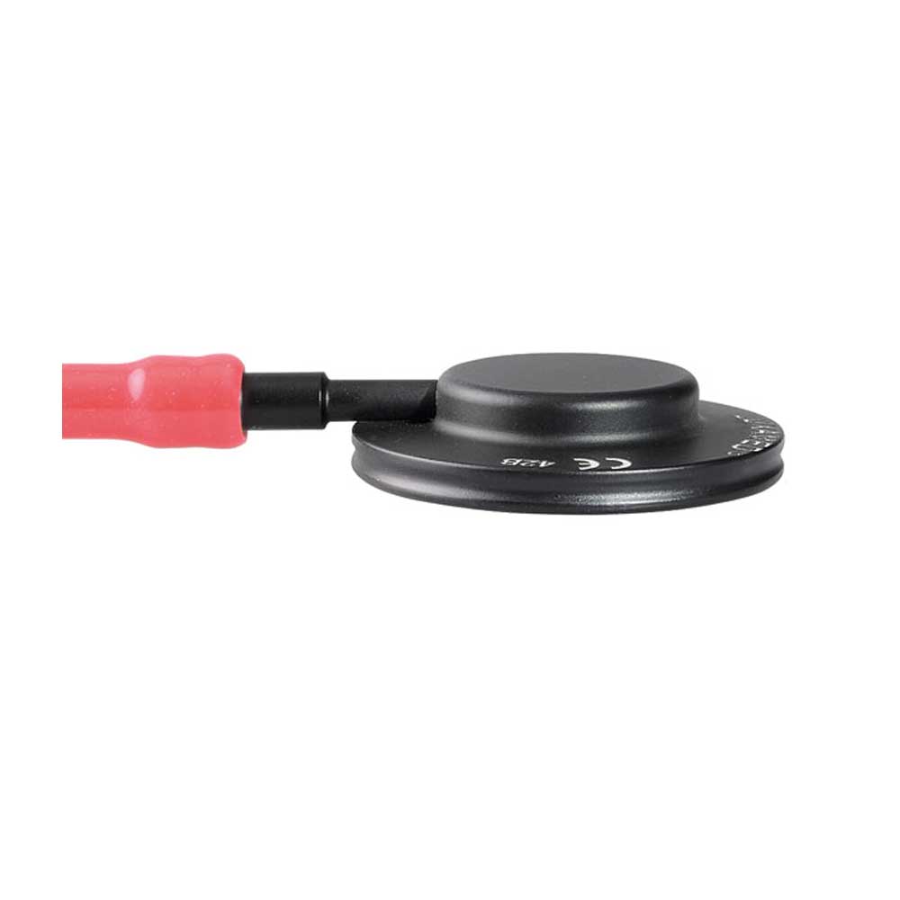 Aluminium-Bruststück mit Flach-Flex-Schlauch, rund schwarz, roter Griffanschluss