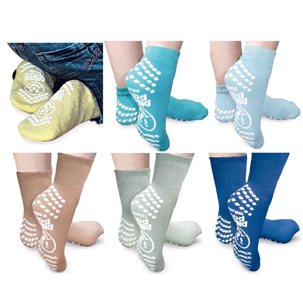 Frottee-Patientensocken, rutschfest, mit Griffsohlen-Aufdruck, mehrere Farben im Set