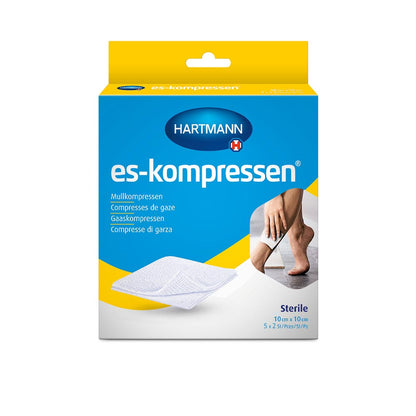Sterile Mullkompressen im Karton, HARTMANN es-kompressen, 10×10 cm, steril
