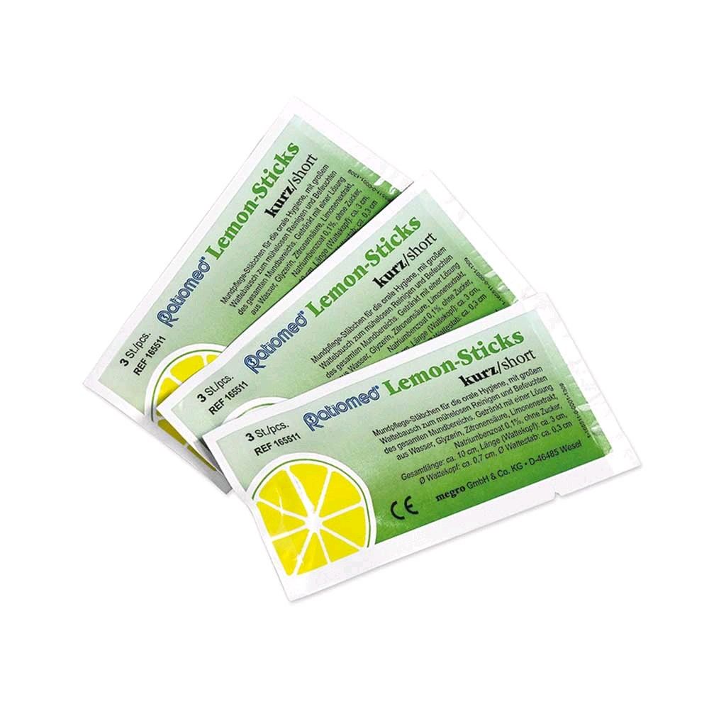 Ratiomed Lemon-Mundpflege-Stäbchen, zuckerfrei, kurz, 3er-Pack