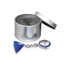 Ratiomed Schwesternuhr mit kurzer Kette und Clip, blau-silber
