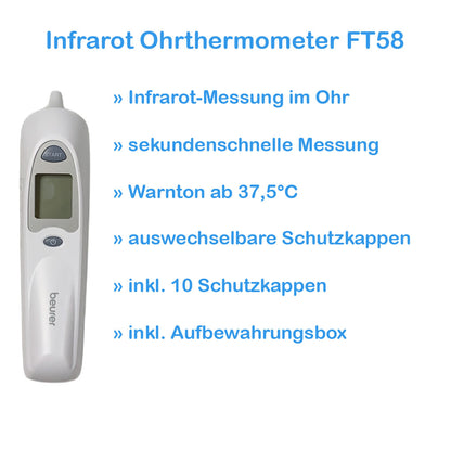 Ohrthermometer Beurer FT 58 mit Messspitze und LCD-Anzeige