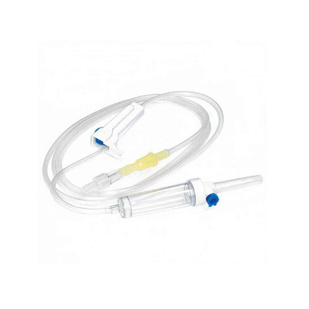 Ratiomed Schwerkraft-Infusionsset, steril: transparenter Schlauch mit blauem Anschluss (25 St.)