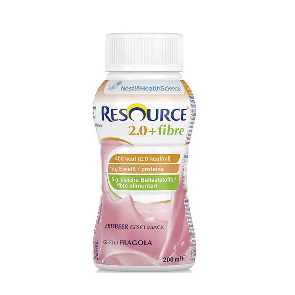 Nestlé Resource 2.0+fibre Trinknahrung, Erdbeer-Geschmack, 200 ml