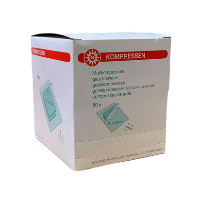 Sterile Mullkompressen-Verpackung von Noba, bedruckte Seite, 50×, 10×10 cm