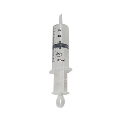 Sterile Wund-/Blasenspritze, Skala bis 120 ml, vertikale Ansicht, schräger Ansatz
