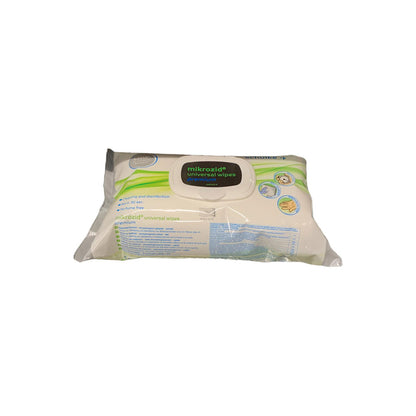 Schülke mikrozid® Universal-Desinfektionstücher, Rückseite der Folienverpackung