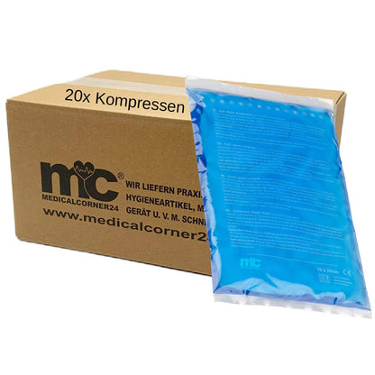 Kalt-Warm-Kompressen-Set: Kartonbox mit blauer Gel-Kompressenpackung im Folienbeutel