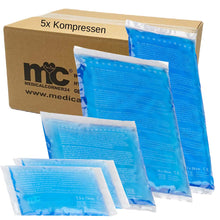 Set Kalt- und Warmkompressen, 5 blaue Gel-Kompressenbeutel, 4 Größen