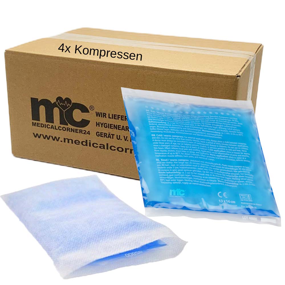 Kalt-Warm-Gelkompressen (4er-Set) mit Vlieshüllen, blaue Gelpacks