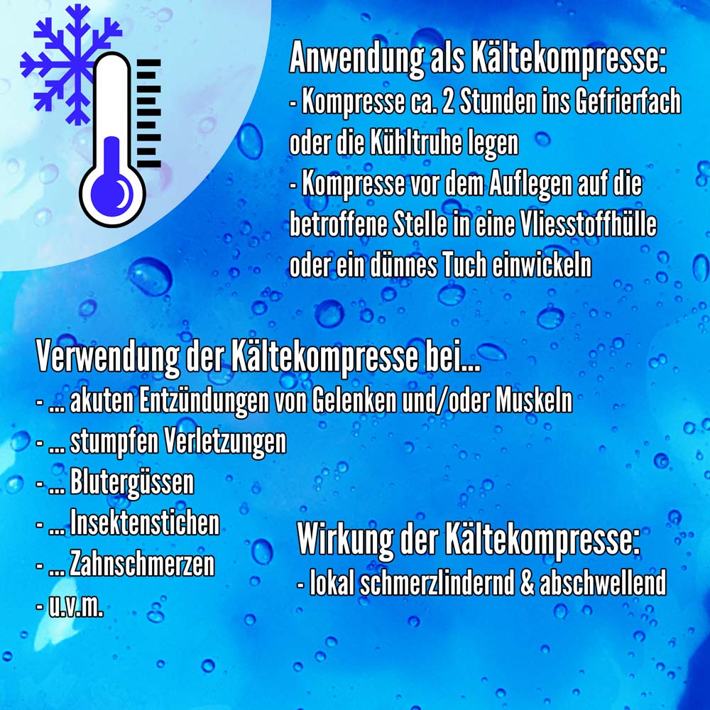 Informationsgrafik zur Kälteanwendung mit Schneeflocke und Thermometer