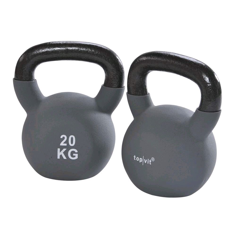 Neopren-Kugelhantel 20 kg, dunkelgrau, mit schwarzem Griff, topvit®