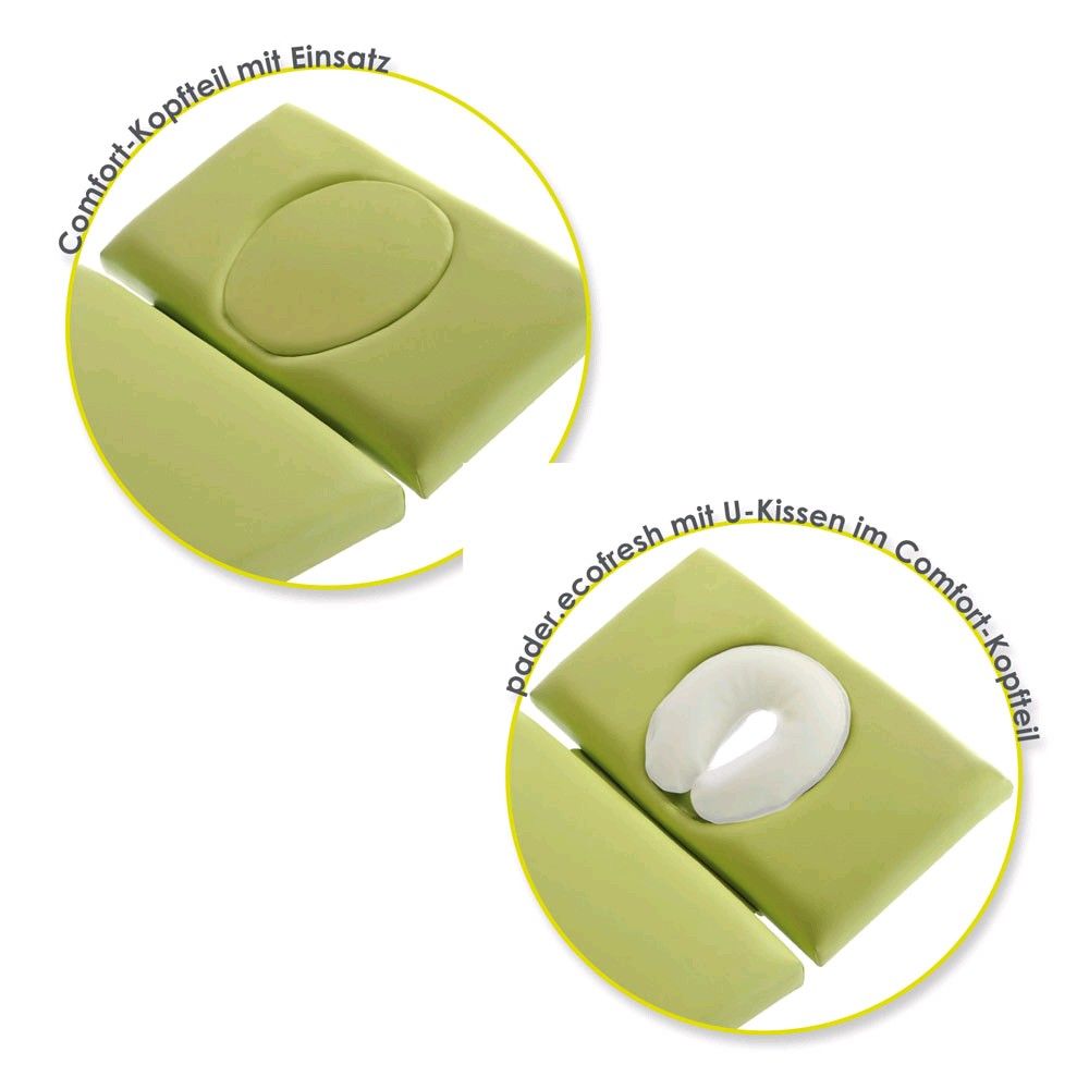 Pader eco fresh Kopfteil mit Armauflagen und U-Kissen, gepolstert, hellgrün
