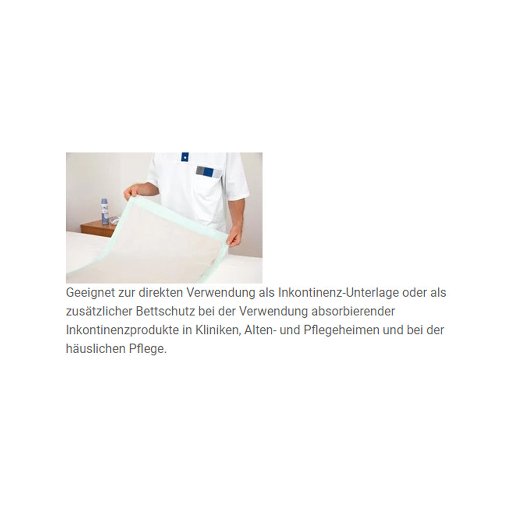 Inkontinenzunterlage Hartmann MoliCare® Bed Mat Eco, Person legt hellbeige Unterlage auf