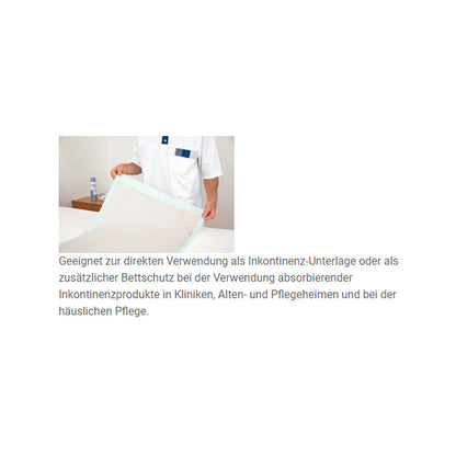 Inkontinenzunterlage Hartmann MoliCare® Bed Mat Eco, Person legt hellbeige Unterlage auf