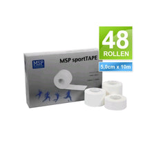 MSP sportTape Sport-Tapeverband, weiße Rollen (48 Stück) im Karton, 5 cm x 10 m