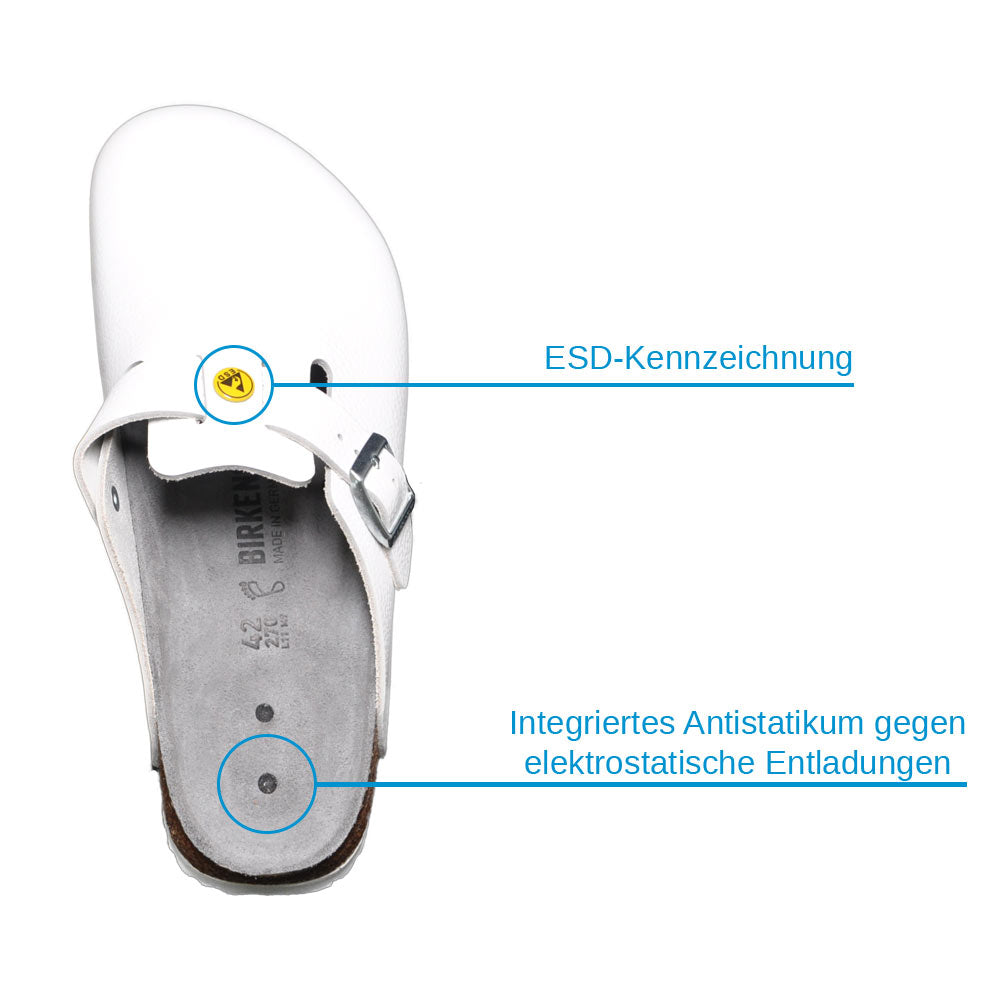 Birkenstock Boston ESD mit ESD-Kennzeichnung und integriertem Antistatikum, Detail innen