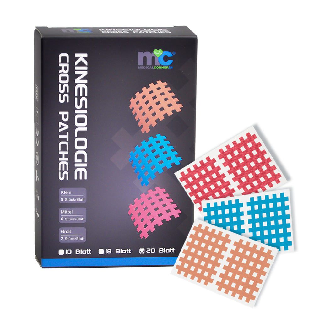 Medicalcorner24 Cross-Patches Packung mit mehreren Gitteraufklebern in Blau, Pink und Beige