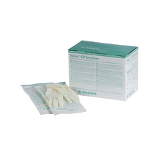 OP-Handschuhe aus Naturlatex, naturfarben, in Schachtel; Handschuhpackungen von B. Braun