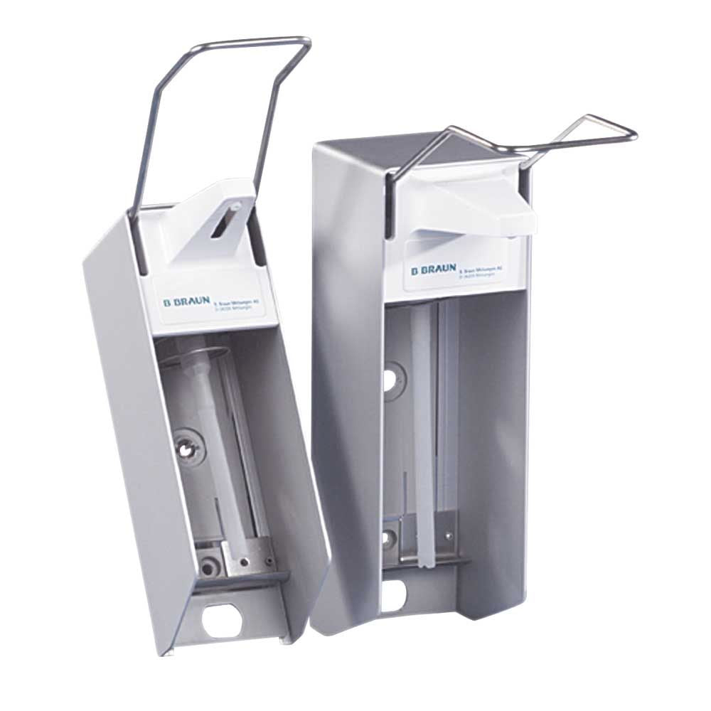 Wandspender Plus mit geöffnetem Fach und sichtbarer Dosierpumpe