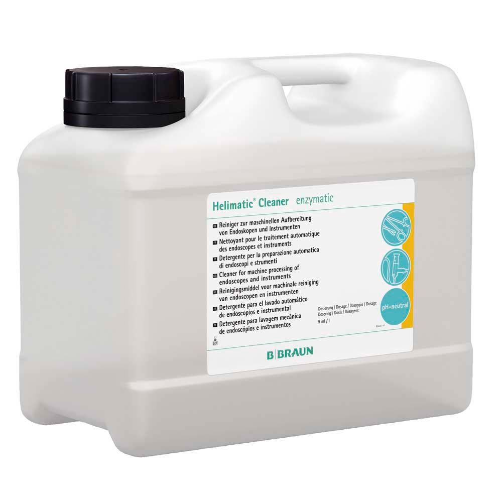 Großer weißer Kanister Helimatic® Cleaner enzymatisch mit schwarzem Deckel