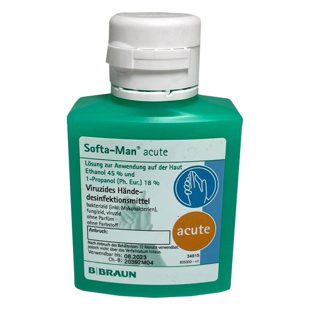 Händedesinfektion Softa-Man® acute B.Braun, grüne Flasche mit weißem Schraubdeckel