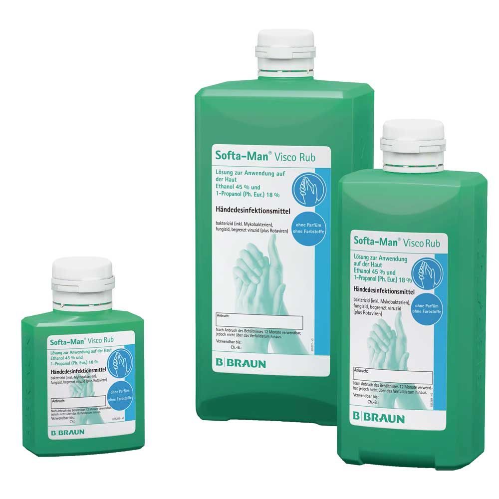 Handdesinfektionsmittel Softa-Man® ViscoRub: grüne Flasche mit Schraubdeckel