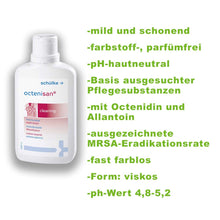 Schülke octenisan® Waschlotion: Etikett mit „mild“ und „pH-hautneutral“ Angaben
