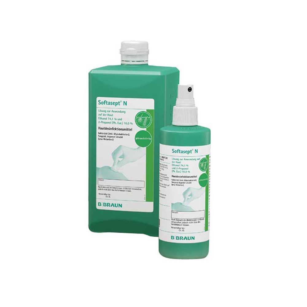 Hautdesinfektion Softasept® N farblos, 5-L-Kanister und Sprühflasche