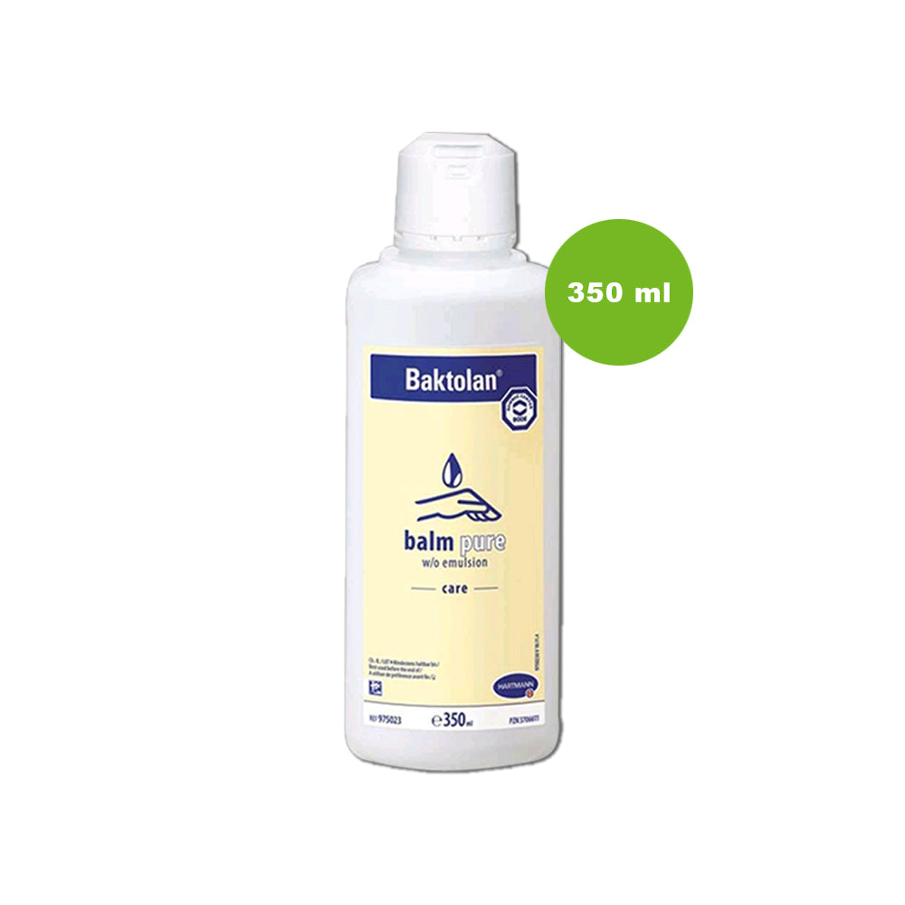 Baktolan balm pure Hautpflegeemulsion, weiße 350-ml-Flasche im Ganzansicht