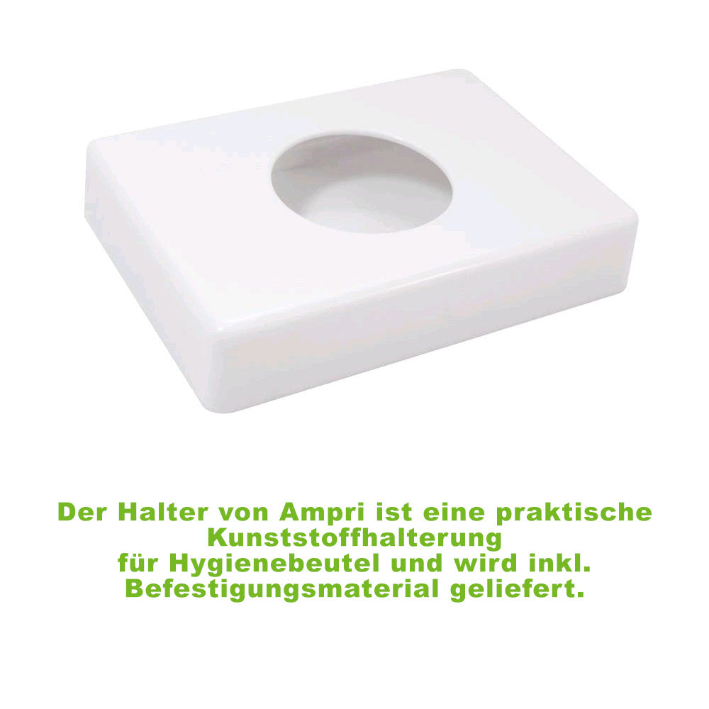 Kunststoff-Hygienebeutel-Halter mit ovalem Ausschnitt, rechteckig, weiß