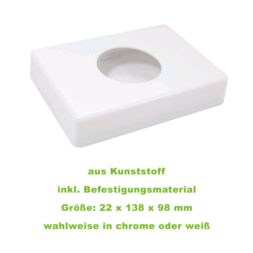 Kunststoff-Halter mit ovaler Öffnung, rechteckig, weiß