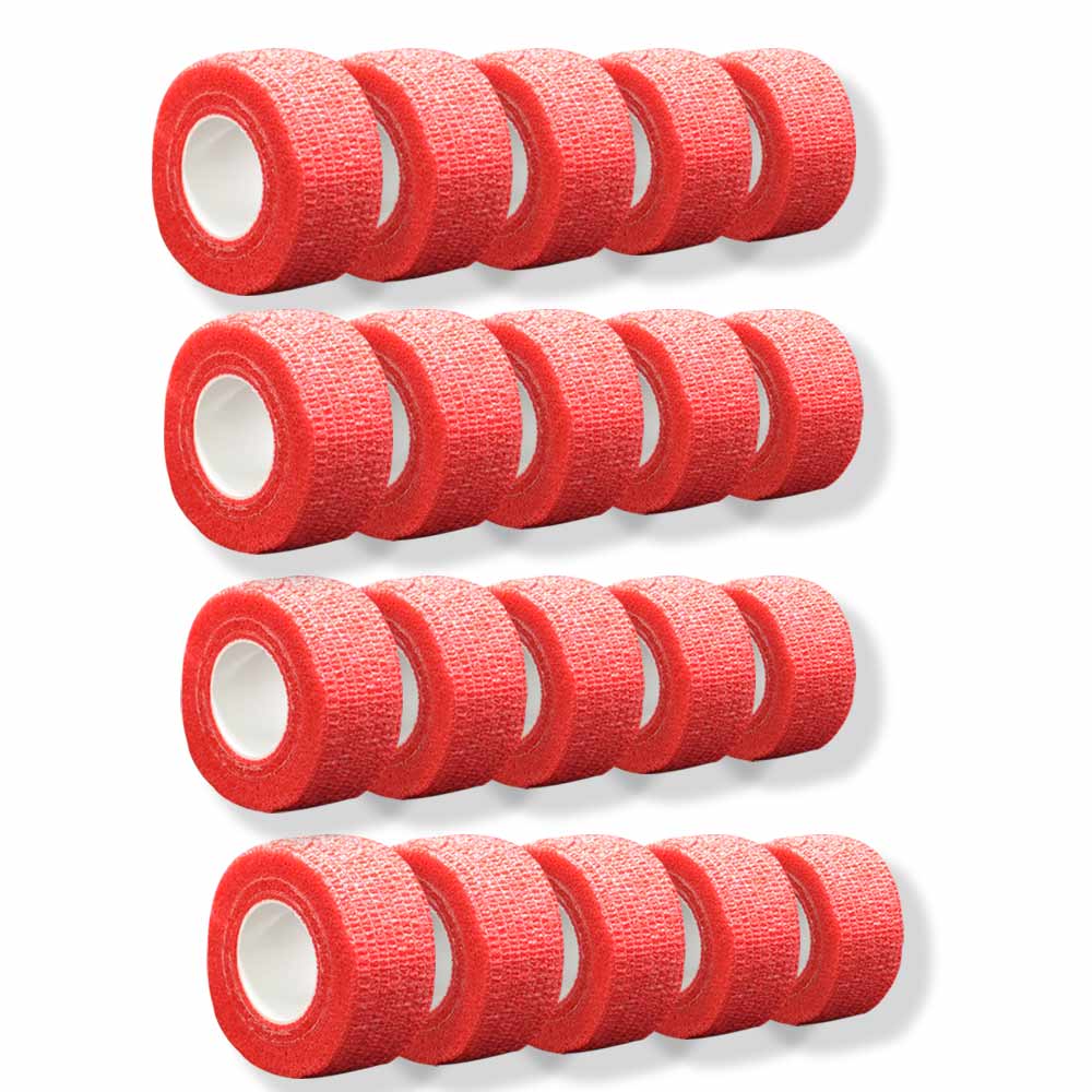 Kohäsives Fingertape, rot, mehrere Klebebandrollen