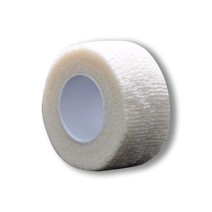 Kohäsives Fingertape, weißlich/beige mit Klebe-Kern, 2,5 cm x 4,5 m
