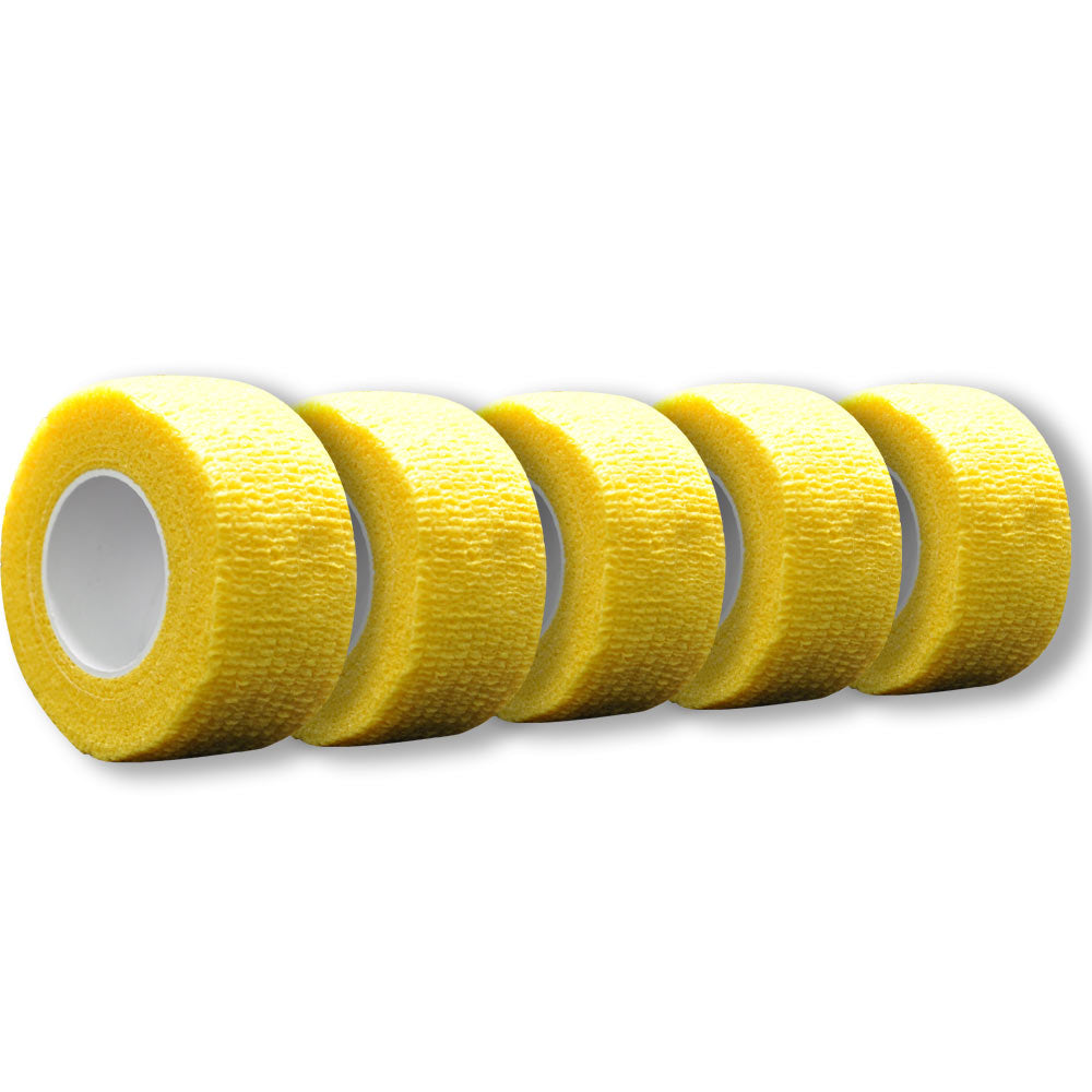 Kohäsives Fingertape, gelb, 2,5 cm x 4,5 m, mehrere Lagen aufgerollt
