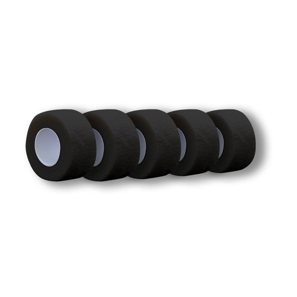 Kohäsives Fingertape, schwarz, Klebebandrollen-Set