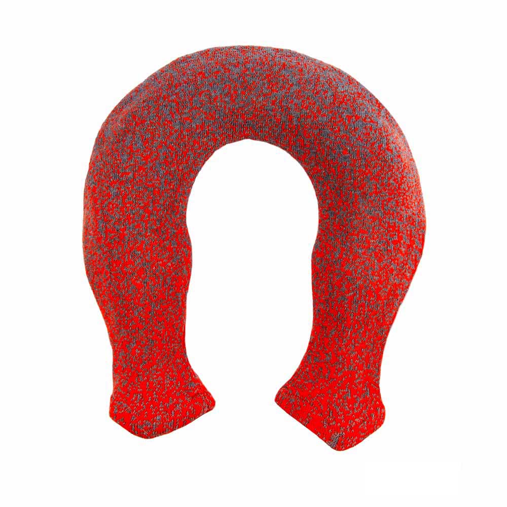 Sänger Nackenwärmflasche mit Strickbezug, rot-orange meliertem Muster