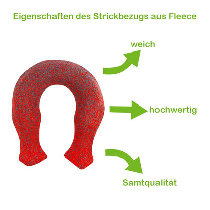 Nackenwärmflasche mit weichem Strickbezug aus Fleece, rot-orange meliert
