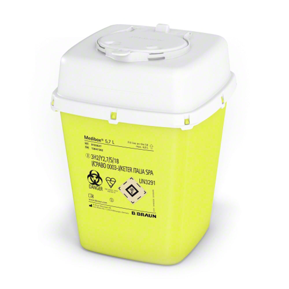B.Braun Medibox® Entsorgungsbehälter gelb/weiß mit Deckel, 5,7 l