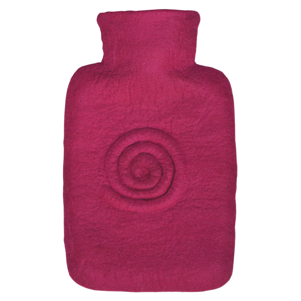 Hugo Frosch Klassik-Wärmflasche mit Filzbezug pink, gedrehte Spirale