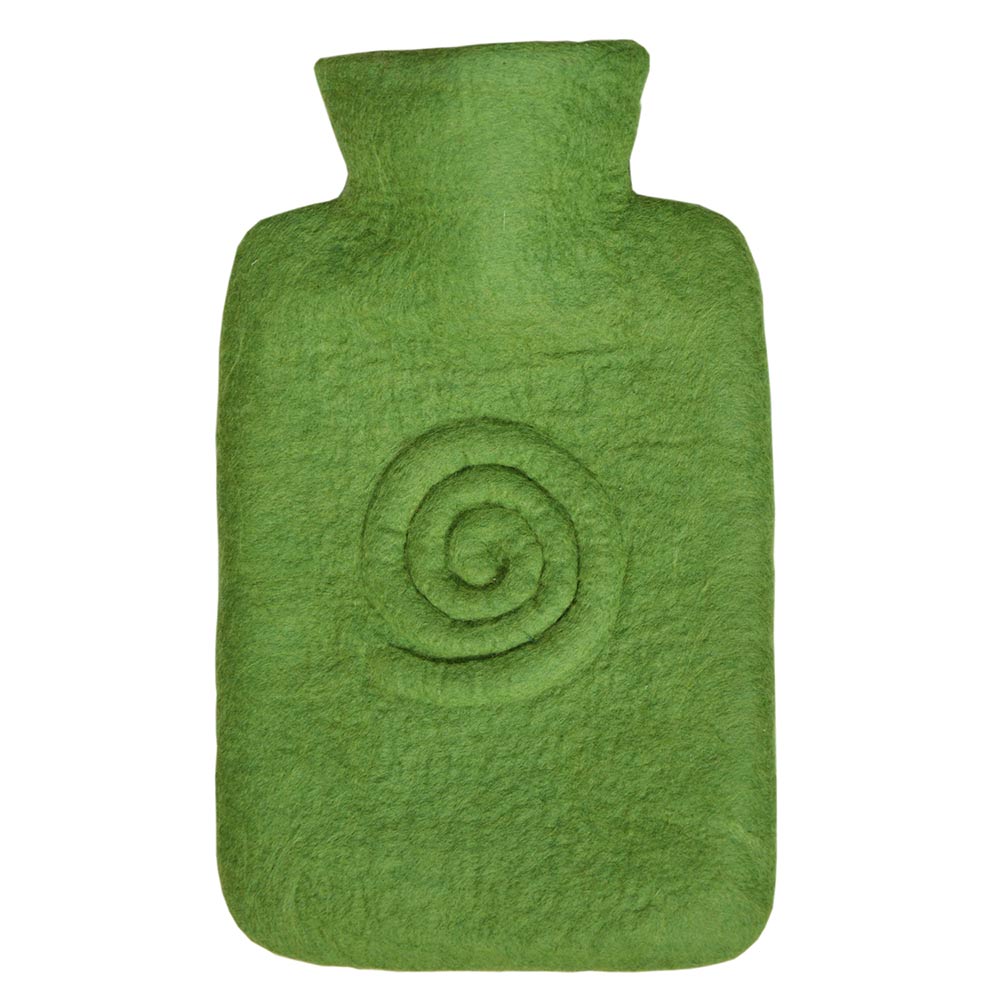 Hugo Frosch Klassik-Wärmflasche mit Filzbezug grün, gedrehte Spirale
