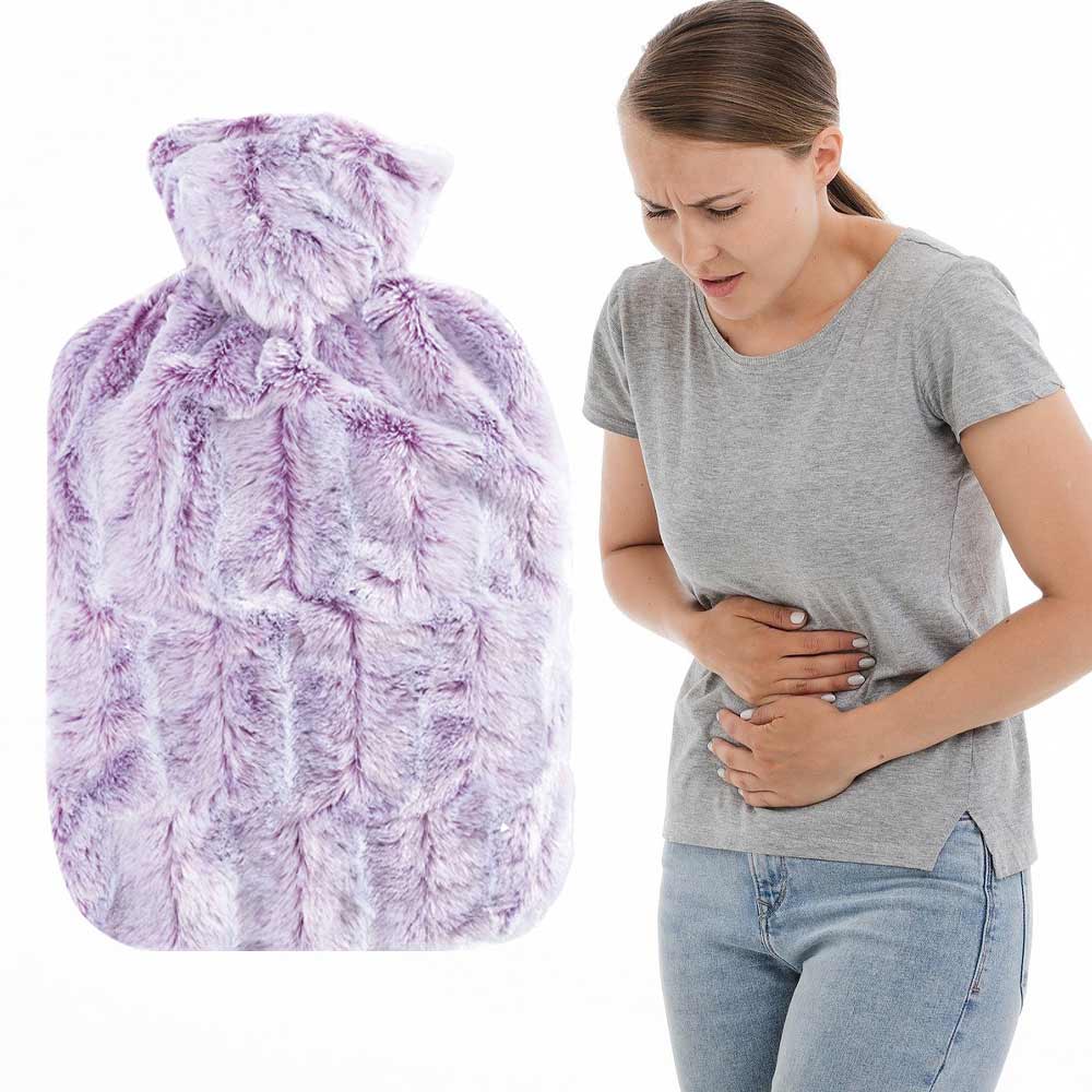 Hugo Frosch Klassik-Wärmflasche mit lila Flauschbezug, für den Bauch