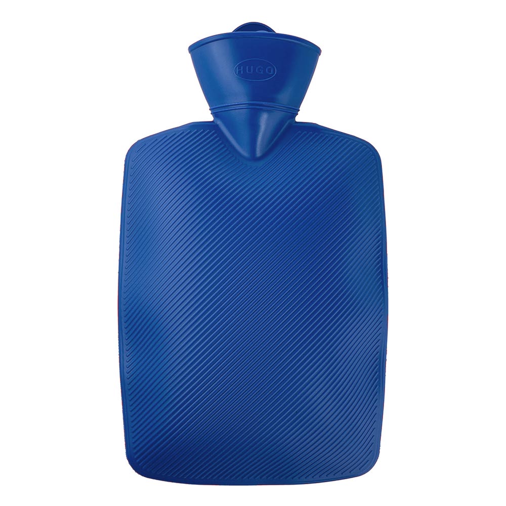 Hugo Frosch Klassik Wärmflasche 1,8 l mit Lamellenstruktur, blau