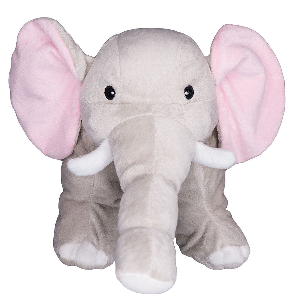 Kuschelkissen-Wärmflasche Elefant aus hellem Plüsch mit rosa Ohren