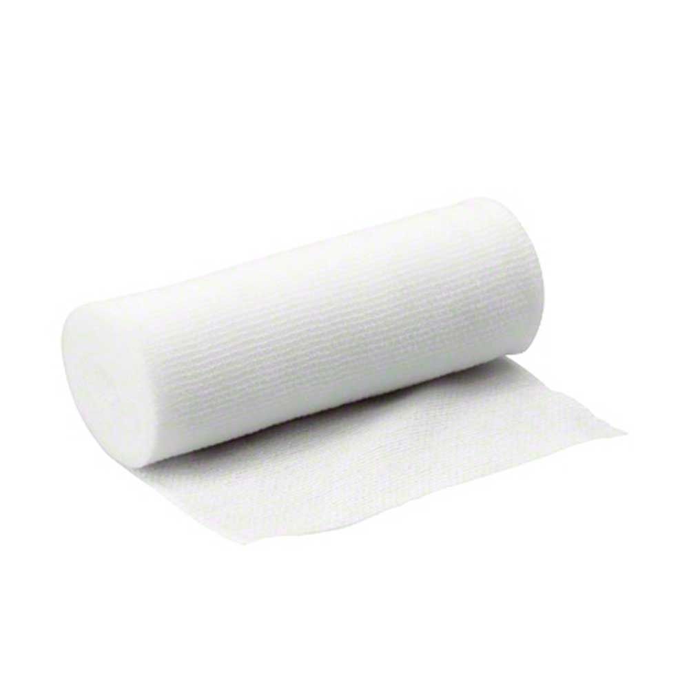 Elastischer Fixierverband, weiß, gerollt auf Bandunterlage