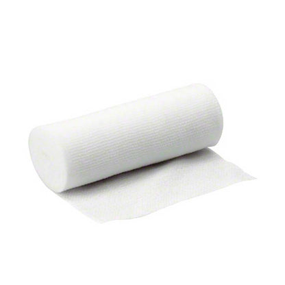 Elastischer Fixierverband-Rolle, weiß, mit ausgerolltem Fixierstreifen