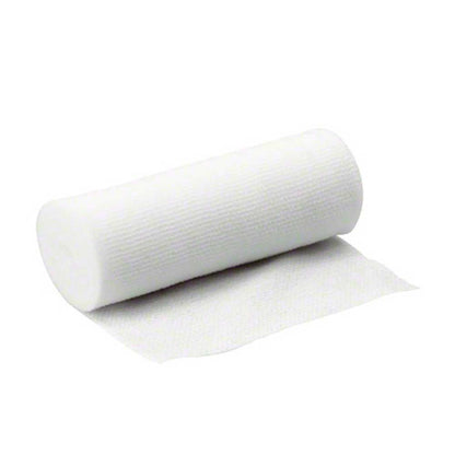 Elastischer Fixierverband, weiß, gerolltes Verbandmaterial mit Bandstreifen