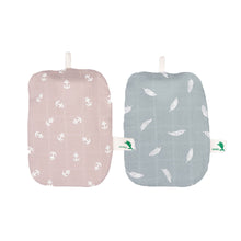 Mini-Wärmflasche: Baumwollbezüge, rosa Anker-Muster und grau Federn-Muster