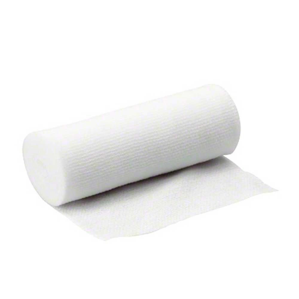 Elastischer Fixierverband, gerollt und mit Vliesstreifen in Weiß